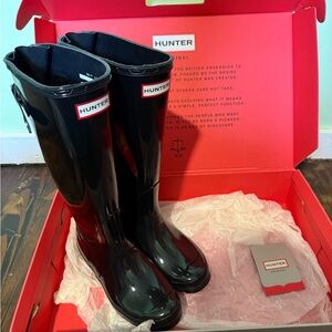 Hunter Glossy Black Rain Boots